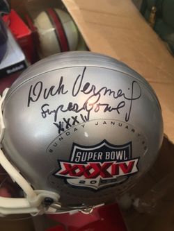 Dick Vermeil signed Rams Super Bowl XXXIV mini helmet
