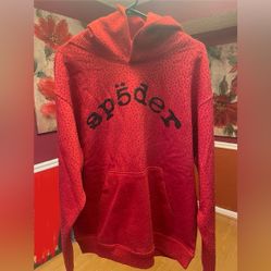 Red rhinestones spider hoodie