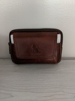 Leather wallet phone holder.