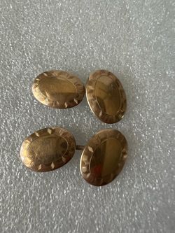 VTG Elegant Hercules French Cuff Gold Tone Oval 1.60”Linked Cufflinks Etched Rim