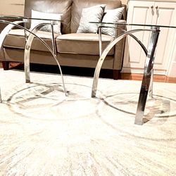 Modern Glass & Chrome Side Tables (Set of 2)