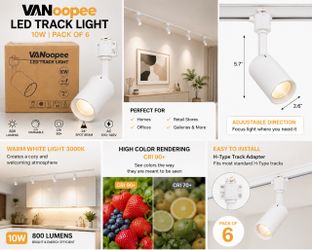 VANoopee LED Track Light 10W Pack of 6