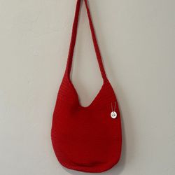 The Sak Crochet Woven Bag , Red, 11” X 11” Strap Is 15” 