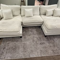 Sectional White Velour Couch Need Gone Great Deal Basically New