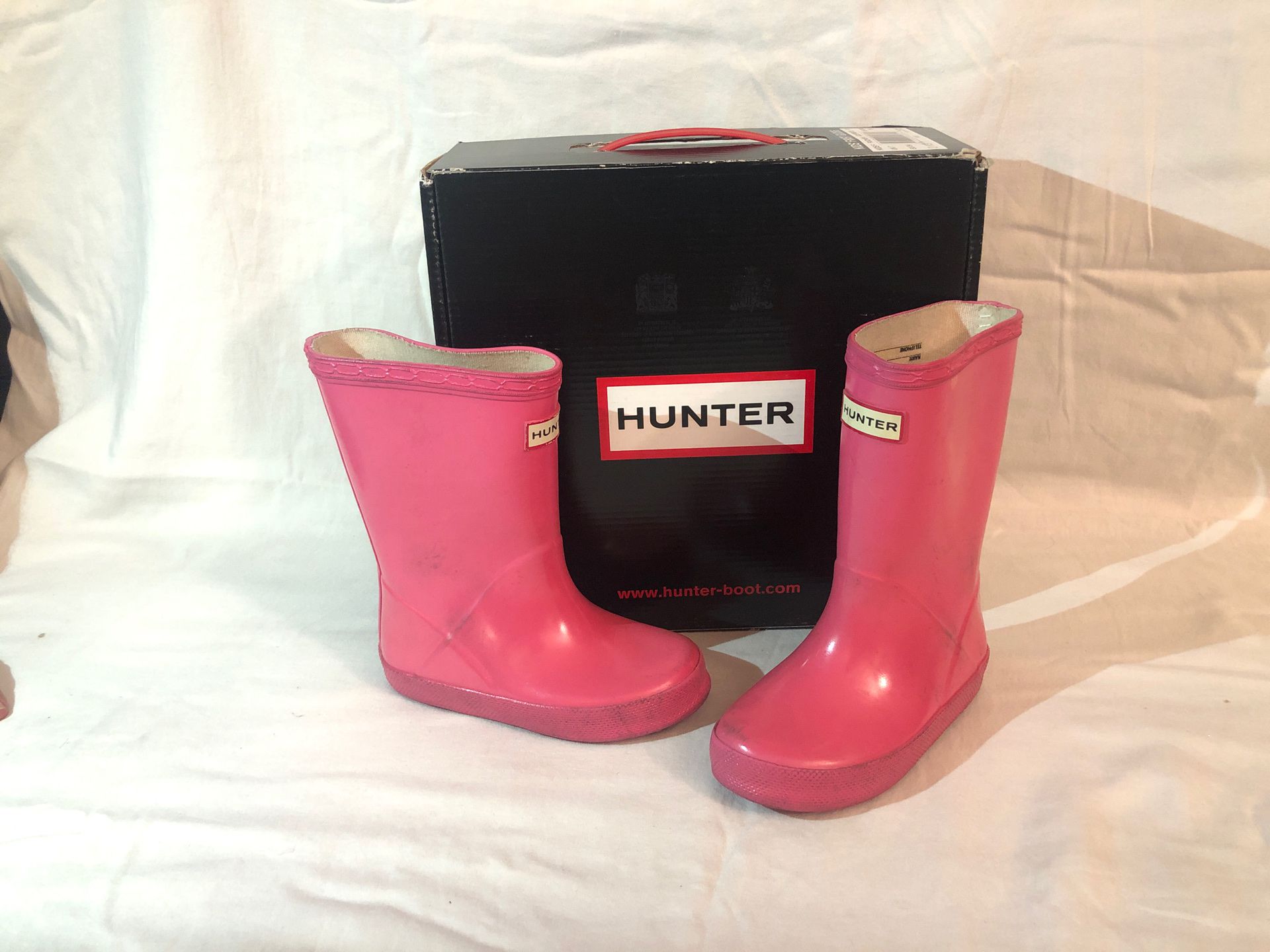 Hunter pink rain boots kids size 7