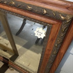 Nicely Detailed Large Framed Beveled Mirror