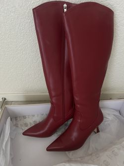 Women’s red leather boots