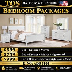 White Sleigh Bedroom Furniture Package 🚚WE DELIVER🚚
