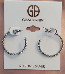 GIANE BERNINI Sterling Silver Twist Hoop Earrings 