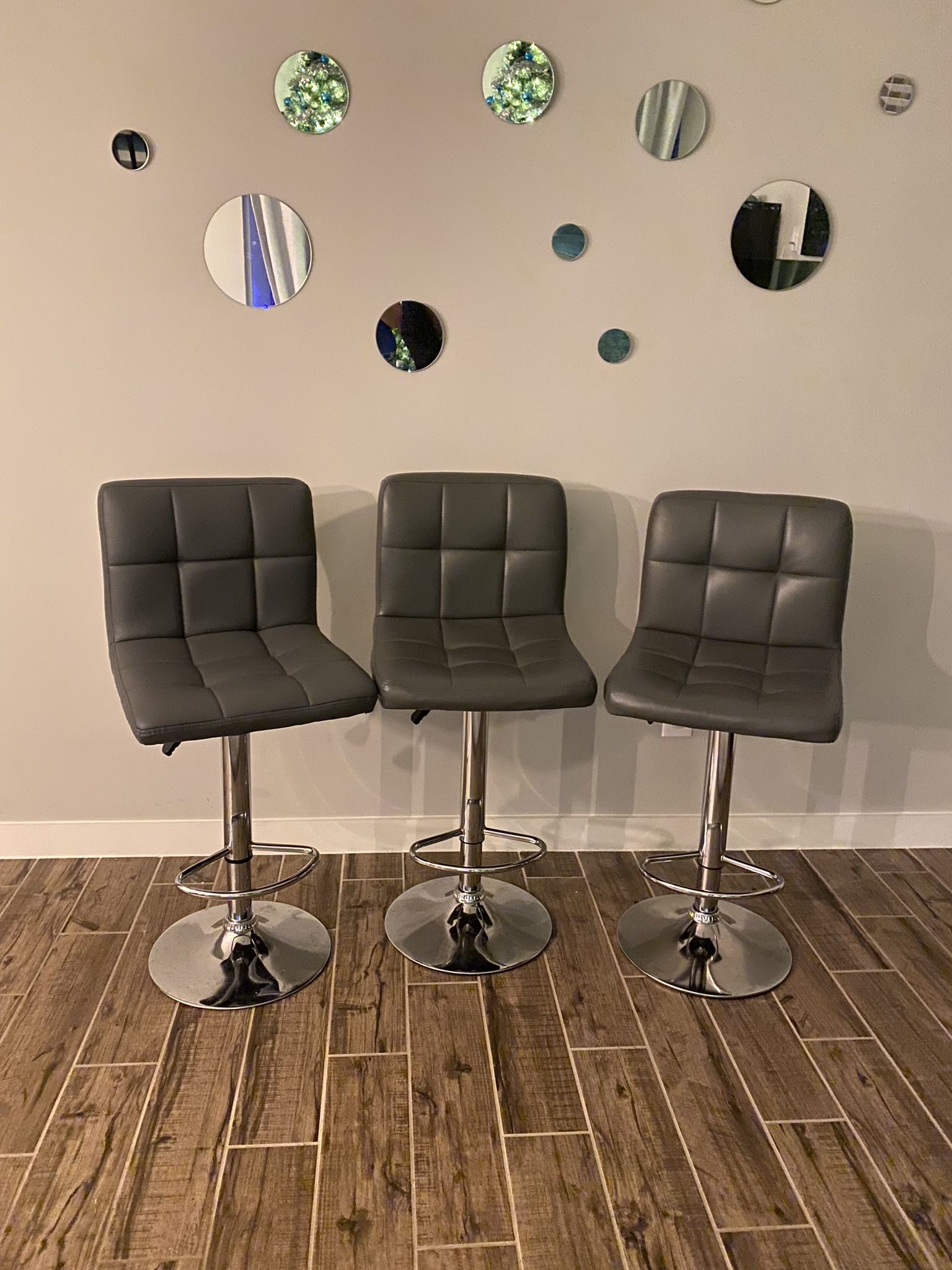 New 3 Gray Bar Stools