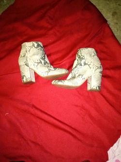 white Steve Madden snakeskin ankle boots