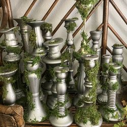 Silver Mossy Candlesticks