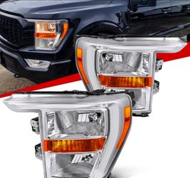 Fit 2021-2023 Ford F150 F-150 Halogen Headlights Headlamps Left+Right 21 22 23