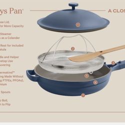 Our Place 4-piece Ceramic Nonstick 12.5” Family Sized Always Pan with Steamer
