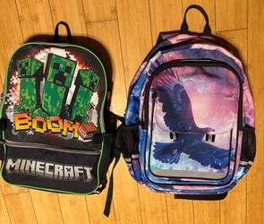 Minecraft light up backpack and hawk/ falcon/ eagle backpack