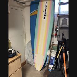 Surf Board Wave storm Foam With Fins And Leash Wavestorm 8ft Classic Surfboard // Foam Wax Free Soft Top Longboard for Adults and Kids of All Levels