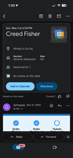 2 Creed Fisher Concert Tickets