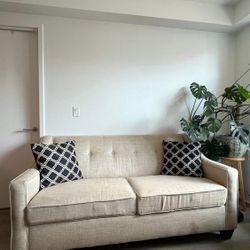 Beige Modern Convertible Sofa Bed – Full Size Couch (Moving Sale!)