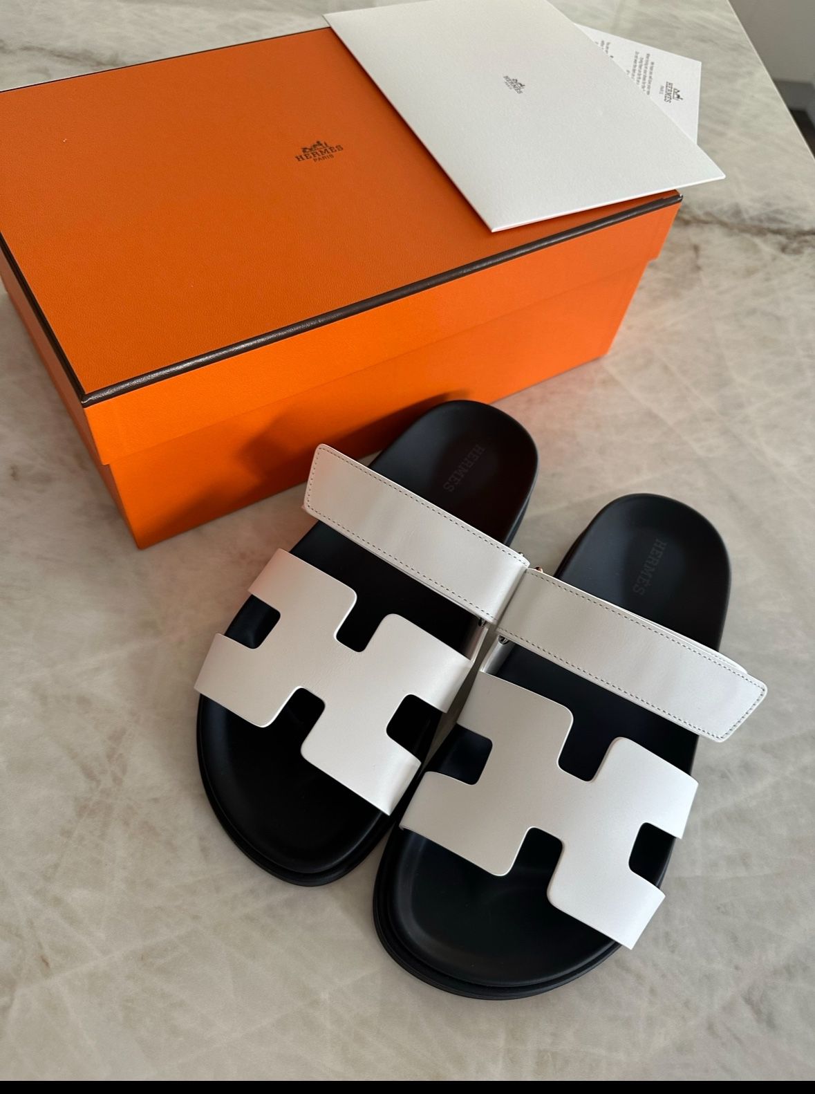 Hermes Chypre White And Sandals Size 37 Brand New Authentic 