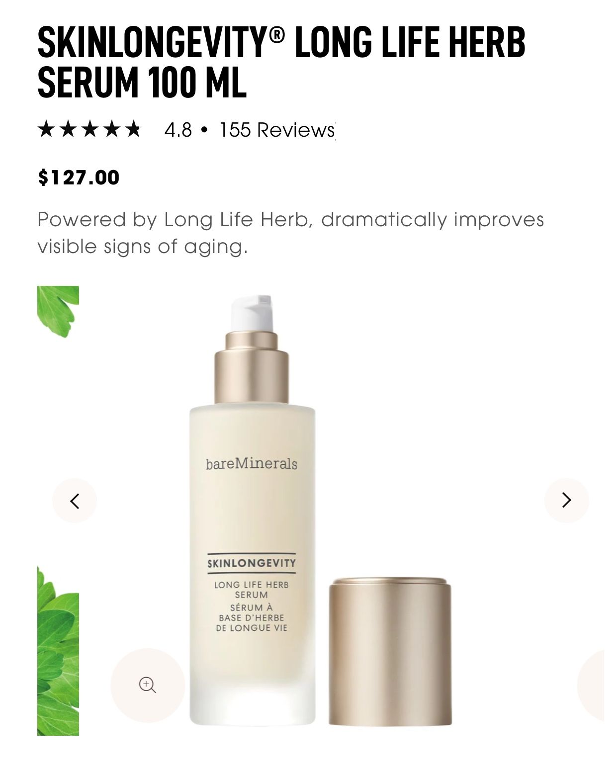 Bare Minerals Skinlongevity Long Life Herb Serum