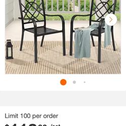 8 stackable chairs with thick cushions 