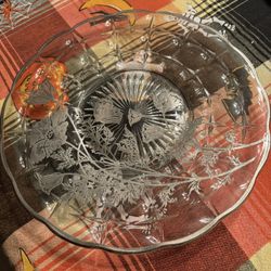 Beautiful Vintage Crystal And Silver Platter 