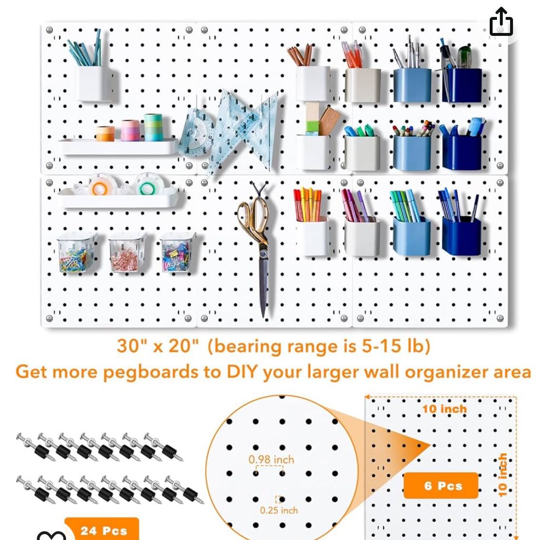 12 Tile Peg Board And Accessories 