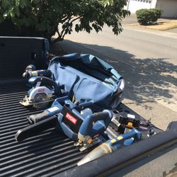 Ryobi Cordless Tool Kit Drill Circular Saw Chain Chain Saw Jig Saw Sawzall Vacuum Flashlight Battery Pack Battery Chargers in Great Condition  