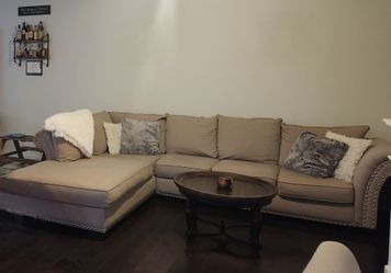 L-sectional sofa beige