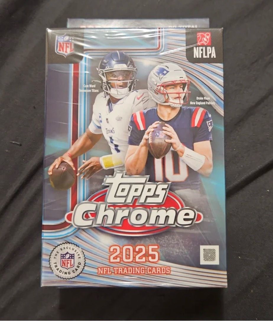 2025 Topps NFL Chrome Football Trading Card Hanger Box Lot of 2, IN HAND