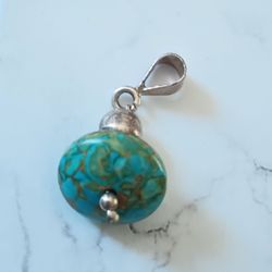 925. Green & Blue Turquoise Stone Pendant.