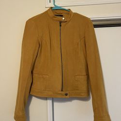 Suede, Yellow Bomber Jacket Size Small