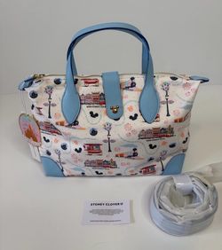 Disney Parks 2025 Stoney Clover Lane Main Street White Tote Purse Bag Train NEW