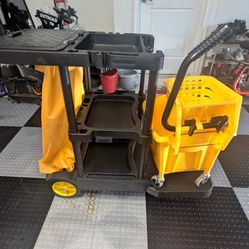 Cleaning Service Janitor Cart With Mop Bucket