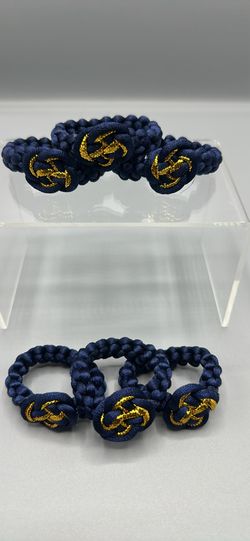 New Set Of Six Napkin Holders, Navy Blue And Gold