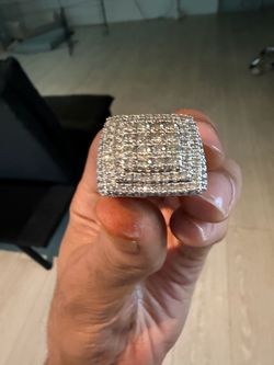 10k White gold natural diamond ring