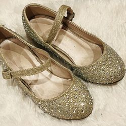 Gold Sparkly Dress Shoes Small Girls Size 11