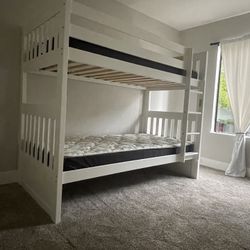 White Solid Wood Bunk Bed