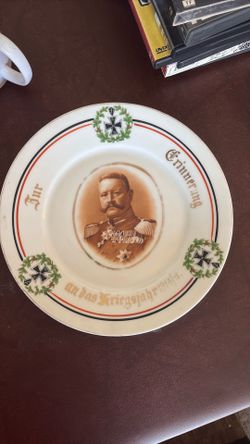 Antique WWI porcelain Field Marshall Paul von Hindenburg plate