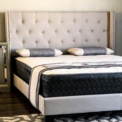 Brand New Full Size Beige Tuffed Bed Frame With New Mattress/Fast Delivery 