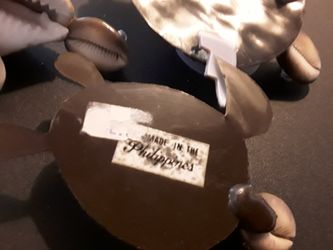 3 Handmade  Shell Turtles