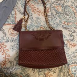 Tory Burch Burgundy Leather Bag