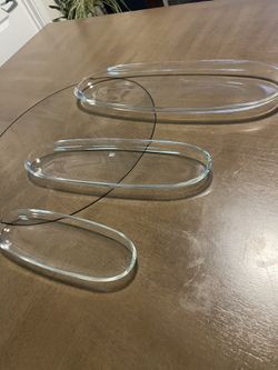 Oval Nesting Plates Heavy Italian Clear Glass