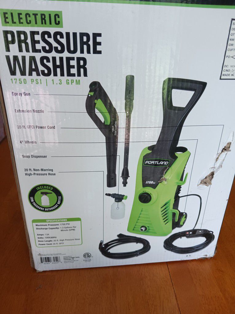 Pressure Washer . Portland 1750 PSi/1.3 GPM