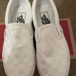 Girls White Classic Vans Size 5