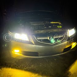6000k Glacier White LED Headlight And 3000k Jdm Yellow LEDs Fog Lights 