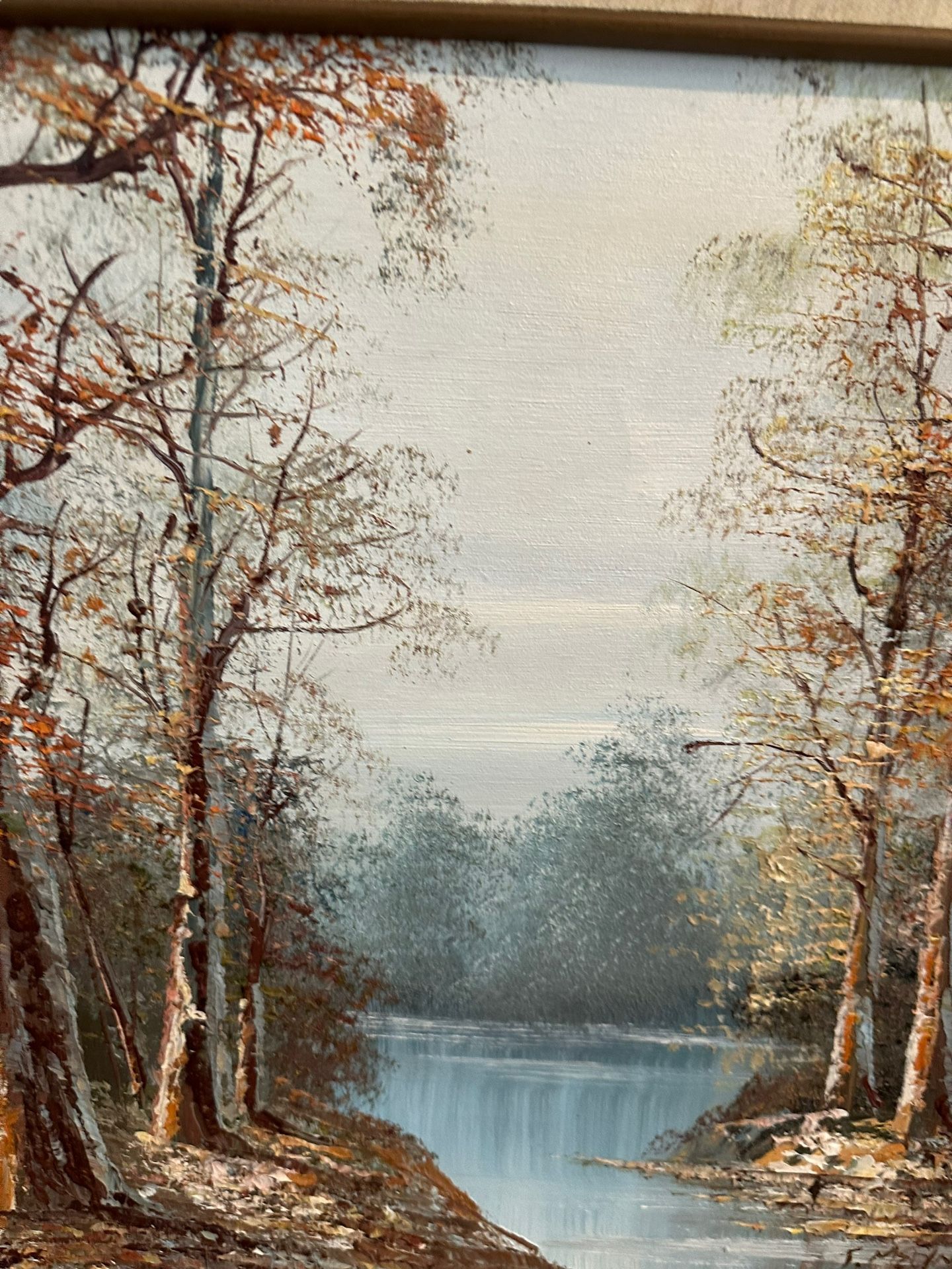 J.Medina Original Oil Painting on Canvas River Landscape