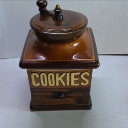 Ceramic Coffee Grinder Cookie Jar
