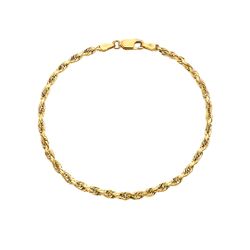 Gold Rope Chain Bracelet, 7inch, 14k Gold. 