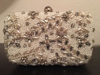 Beaded white clutch wedding